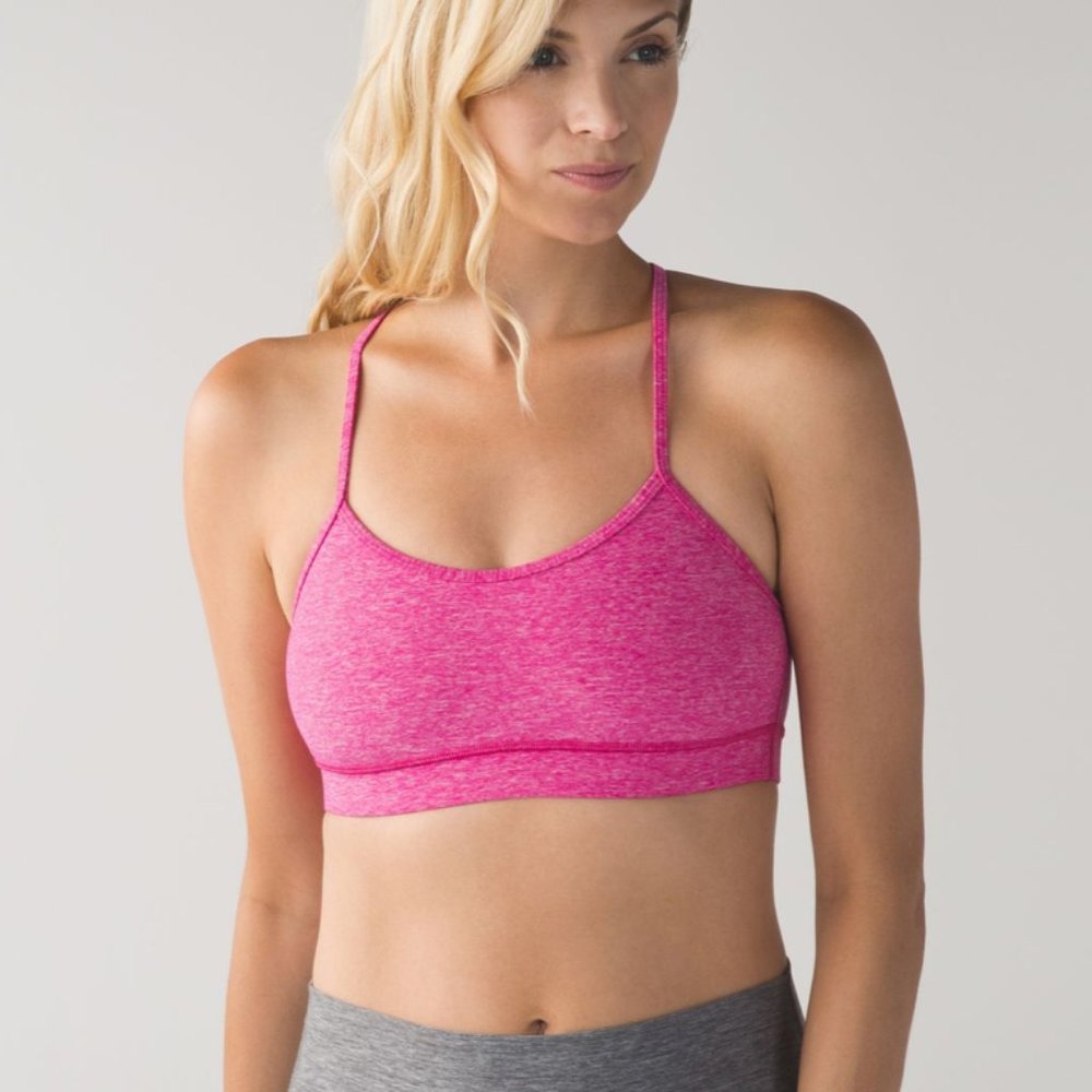 Women's Lululemon Flow Y Bra IV, Heathered Jewell Magenta Pink, Size 8